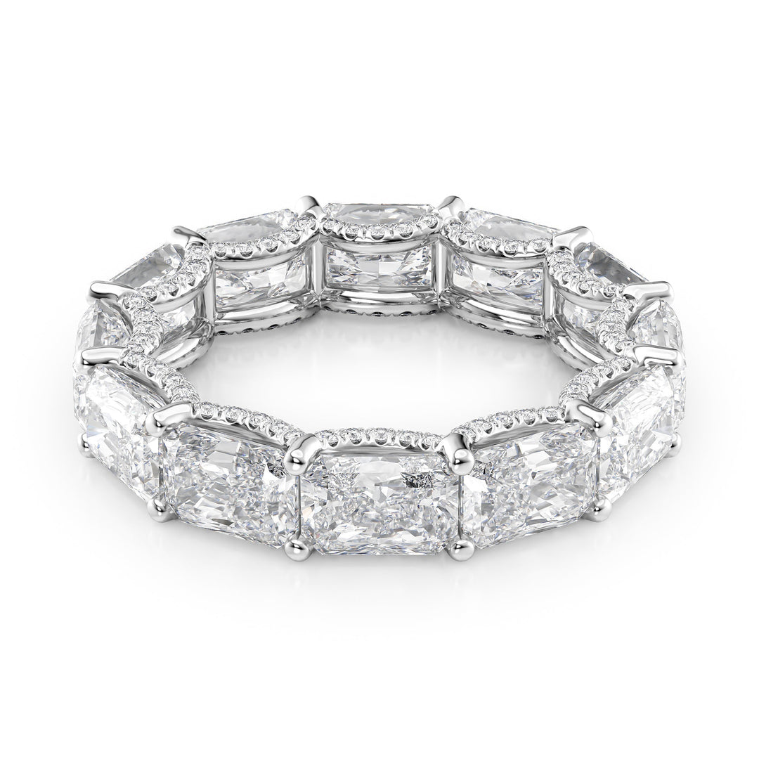 6.3ct East West Radiant U Pave Prong Eternity Eternity Rings 18K White Radiant Lab Diamonds#material_18k-white