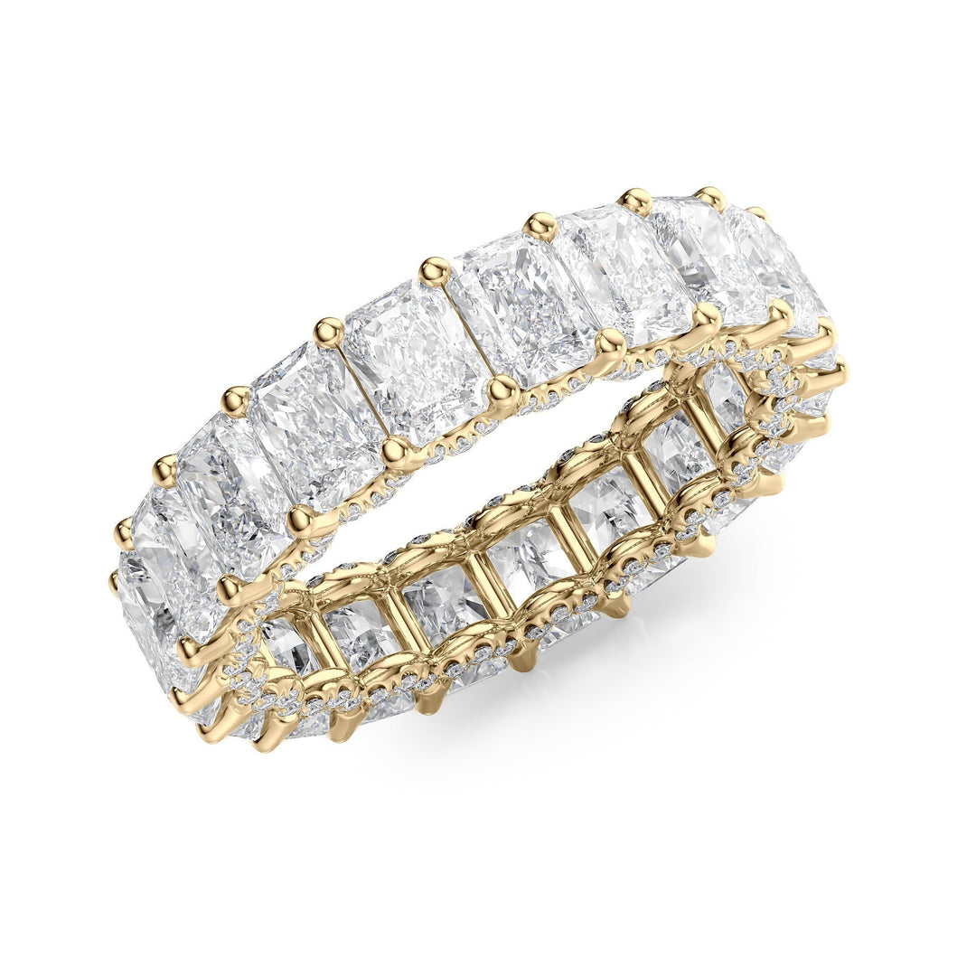 6.3ct Radiant U Pave Prong Eternity Eternity Rings 14K Gold Radiant Lab Diamonds#material_14k-gold