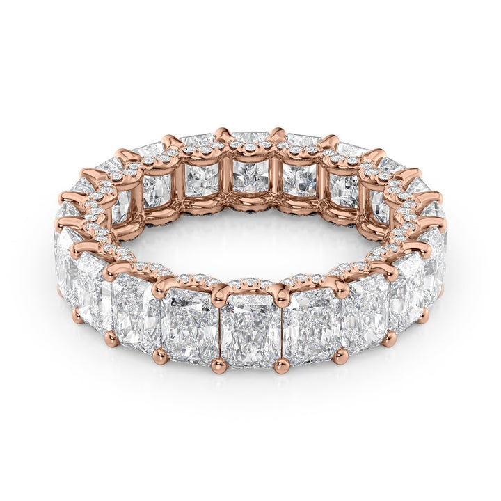 6.3ct Radiant U Pave Prong Eternity Eternity Rings 14K Rose Radiant Lab Diamonds#material_14k-rose