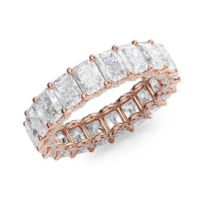 6.3ct Radiant U Pave Prong Eternity Eternity Rings 14K Rose Radiant Lab Diamonds#material_14k-rose