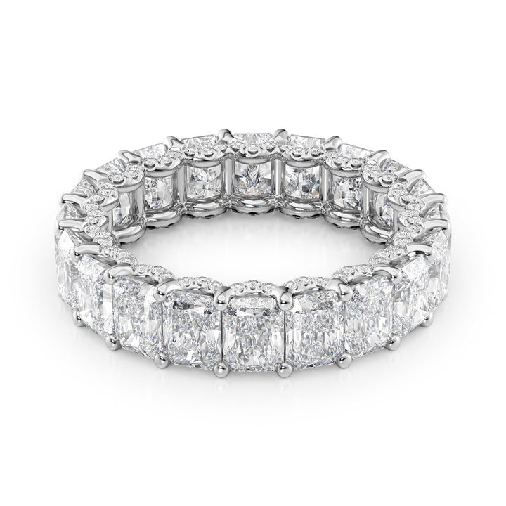 6.3ct Radiant U Pave Prong Eternity Eternity Rings 14K White Radiant Lab Diamonds#material_14k-white