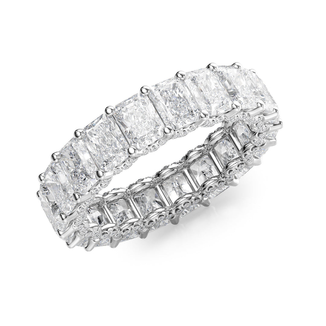 6.3ct Radiant U Pave Prong Eternity Eternity Rings 14K White Radiant Lab Diamonds#material_14k-white