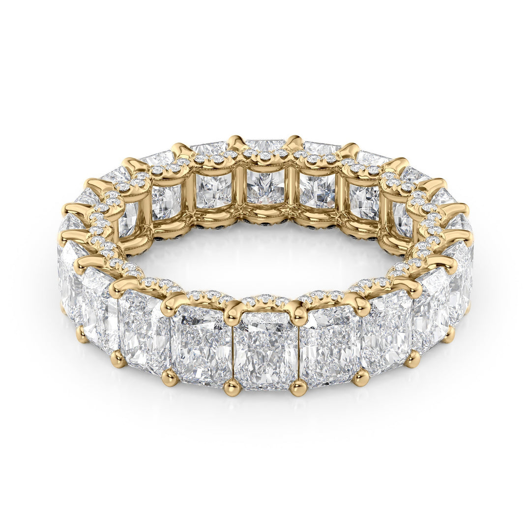 6.3ct Radiant U Pave Prong Eternity Eternity Rings 18K Gold Radiant Lab Diamonds#material_18k-gold