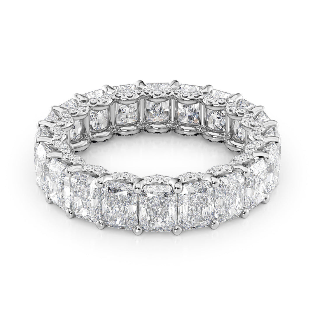 6.3ct Radiant U Pave Prong Eternity Eternity Rings 18K White Radiant Lab Diamonds#material_18k-white