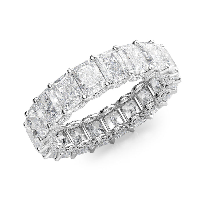 6.3ct Radiant U Pave Prong Eternity Eternity Rings 18K White Radiant Lab Diamonds#material_18k-white