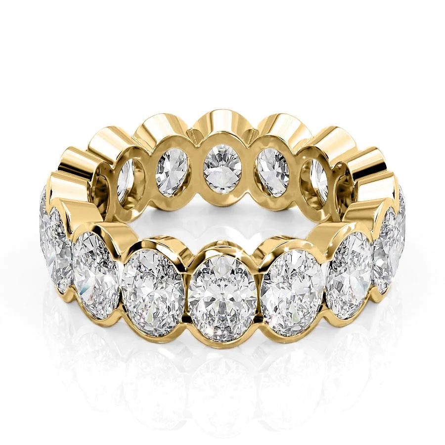 6.5ct Oval Half Bezel Eternity Eternity Rings 14K Gold Oval Lab Diamonds#material_14k-gold