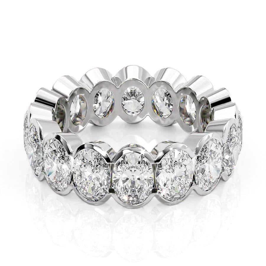 6.5ct Oval Half Bezel Eternity Eternity Rings 18K White Oval Lab Diamonds#material_18k-white