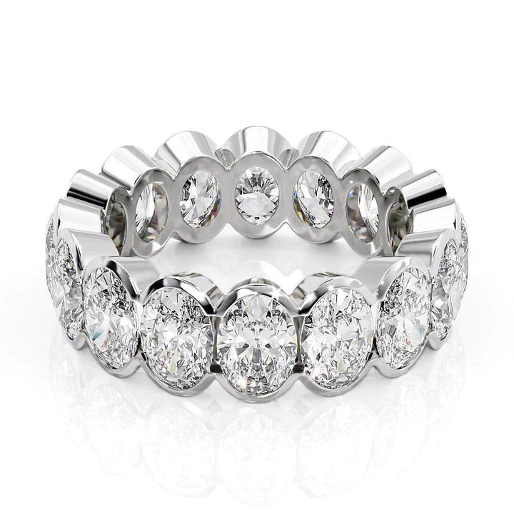 6.5ct Oval Half Bezel Eternity Eternity Rings 18K White Oval Lab Diamonds#material_18k-white