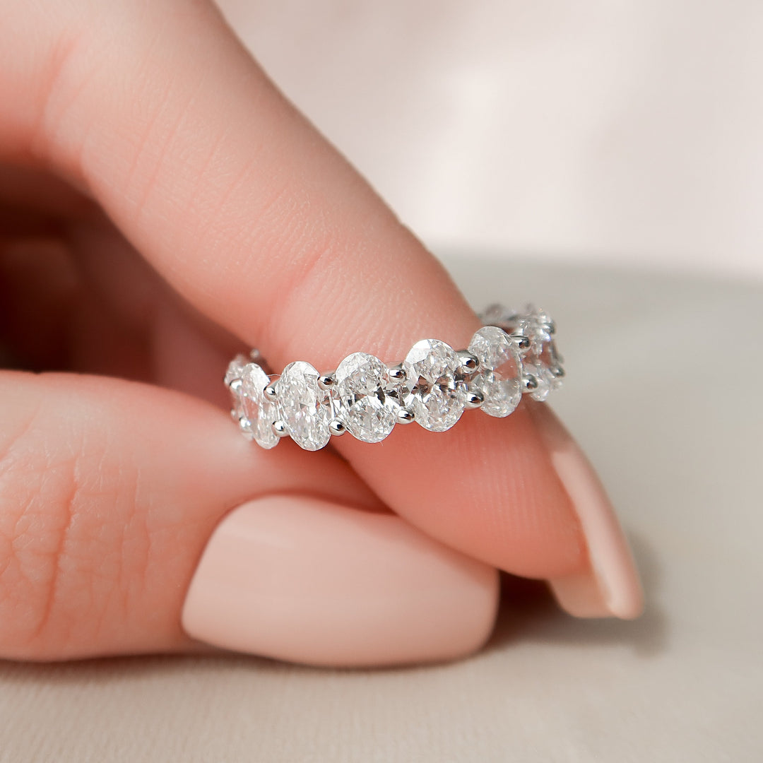 6.5ct Oval U Prong Eternity Eternity Rings 14K White Oval Lab Diamonds#material_14k-white