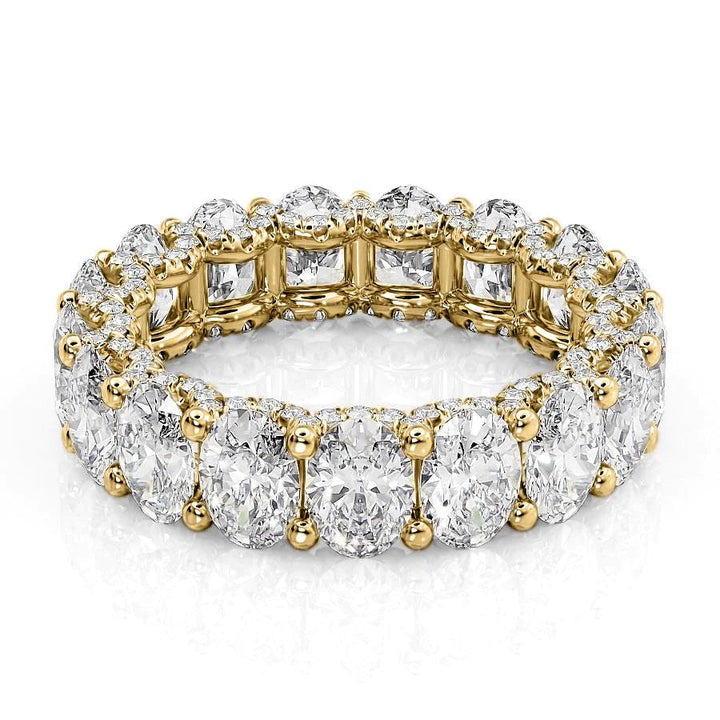 6.8ct Oval U Pave Prong Eternity Eternity Rings 14K Gold Oval Lab Diamonds#material_14k-gold