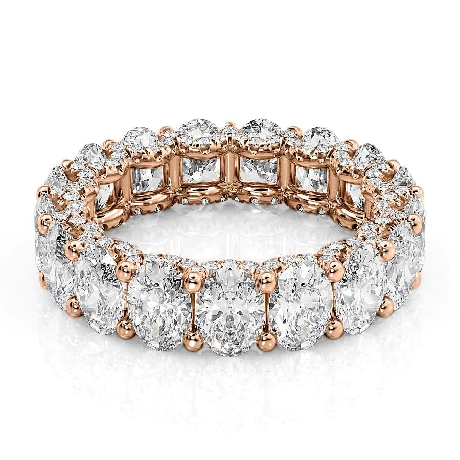 6.8ct Oval U Pave Prong Eternity Eternity Rings 14K Rose Oval Lab Diamonds#material_14k-rose