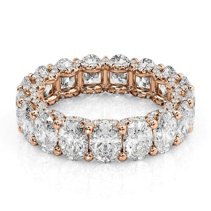 6.8ct Oval U Pave Prong Eternity Eternity Rings 14K Rose Oval Lab Diamonds#material_14k-rose