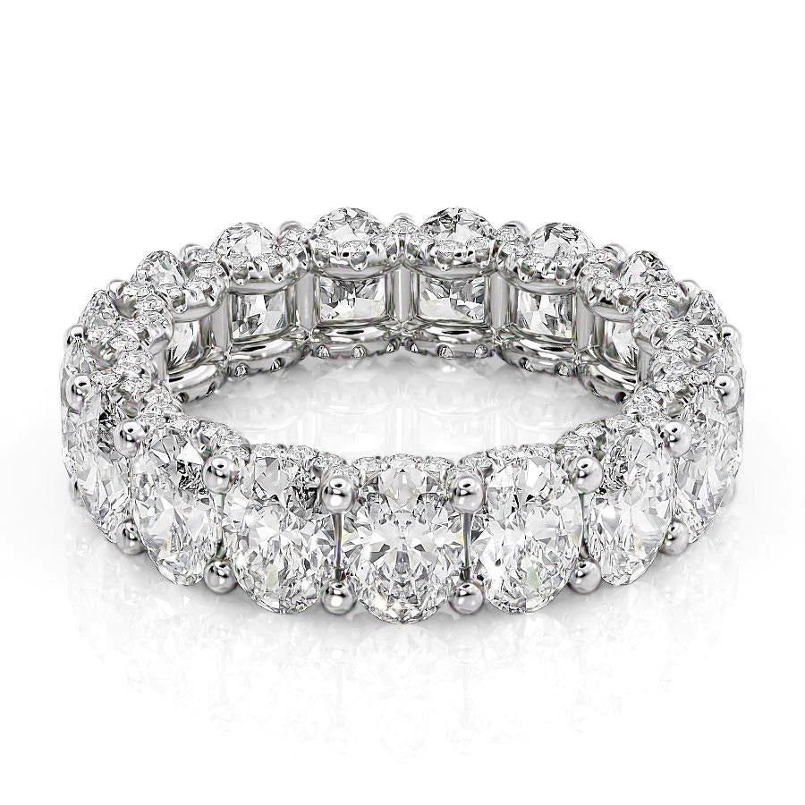 6.8ct Oval U Pave Prong Eternity Eternity Rings 14K White Oval Lab Diamonds#material_14k-white