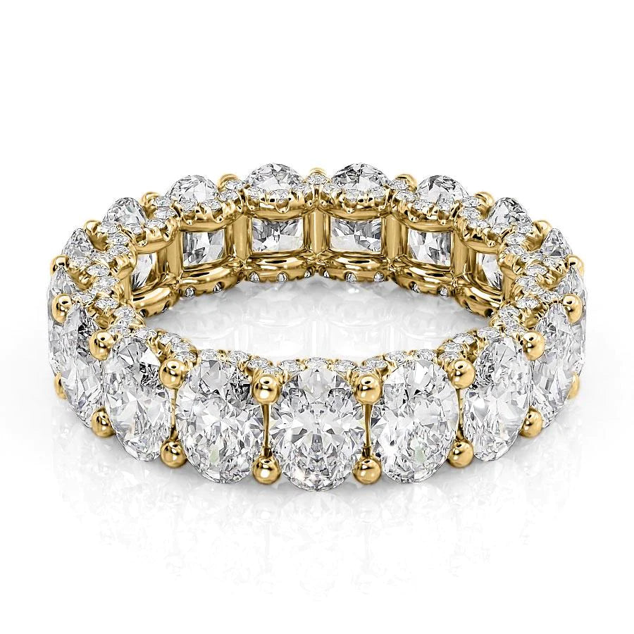 6.8ct Oval U Pave Prong Eternity Eternity Rings 18K Gold Oval Lab Diamonds#material_18k-gold