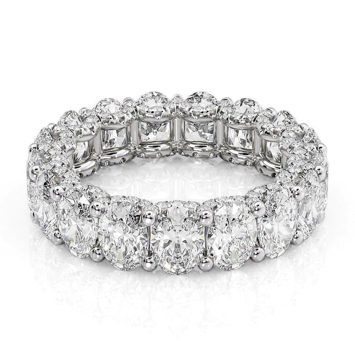 6.8ct Oval U Pave Prong Eternity Eternity Rings 18K White Oval Lab Diamonds#material_18k-white