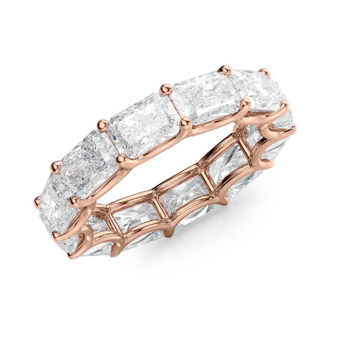 6ct East West Radiant U Prong Eternity Eternity Rings 14K Rose Radiant Lab Diamonds#material_14k-rose