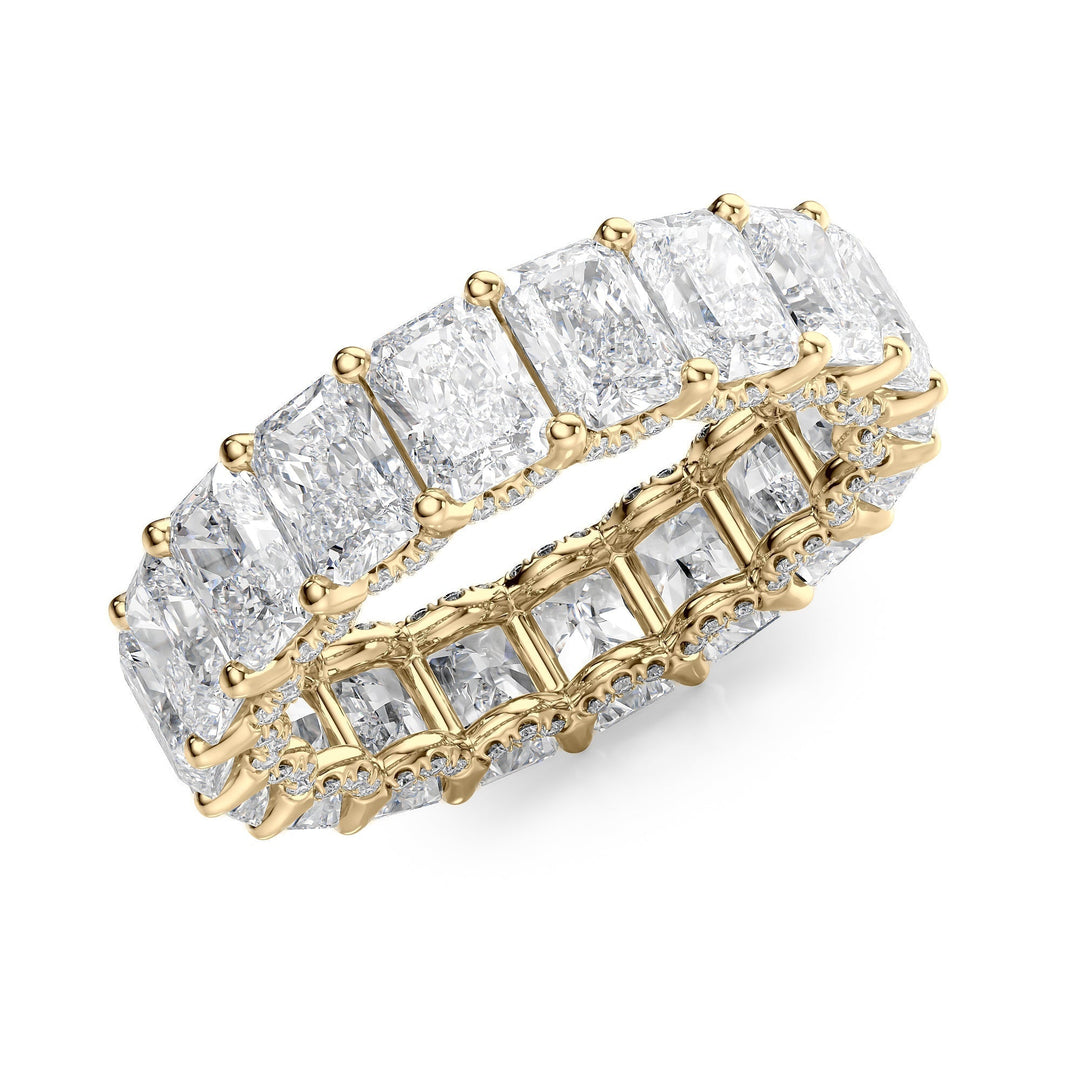 7.3ct Radiant U Pave Prong Eternity Eternity Rings 14K Gold Radiant Lab Diamonds#material_14k-gold