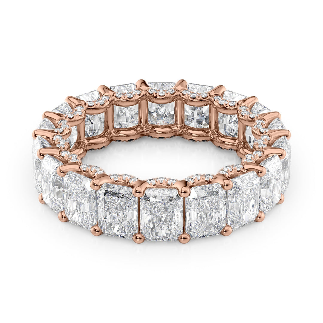 7.3ct Radiant U Pave Prong Eternity Eternity Rings 14K Rose Radiant Lab Diamonds#material_14k-rose