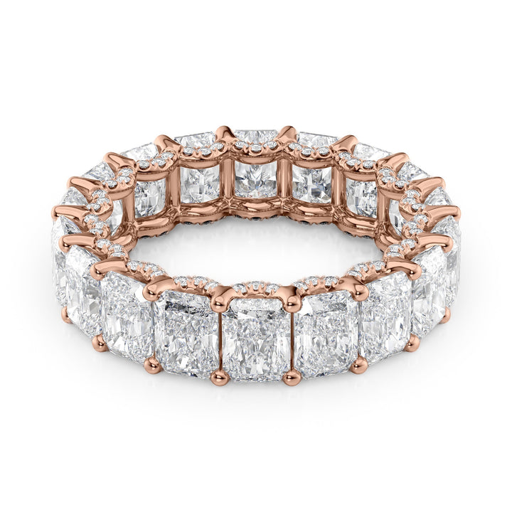 7.3ct Radiant U Pave Prong Eternity Eternity Rings 14K Rose Radiant Lab Diamonds#material_14k-rose