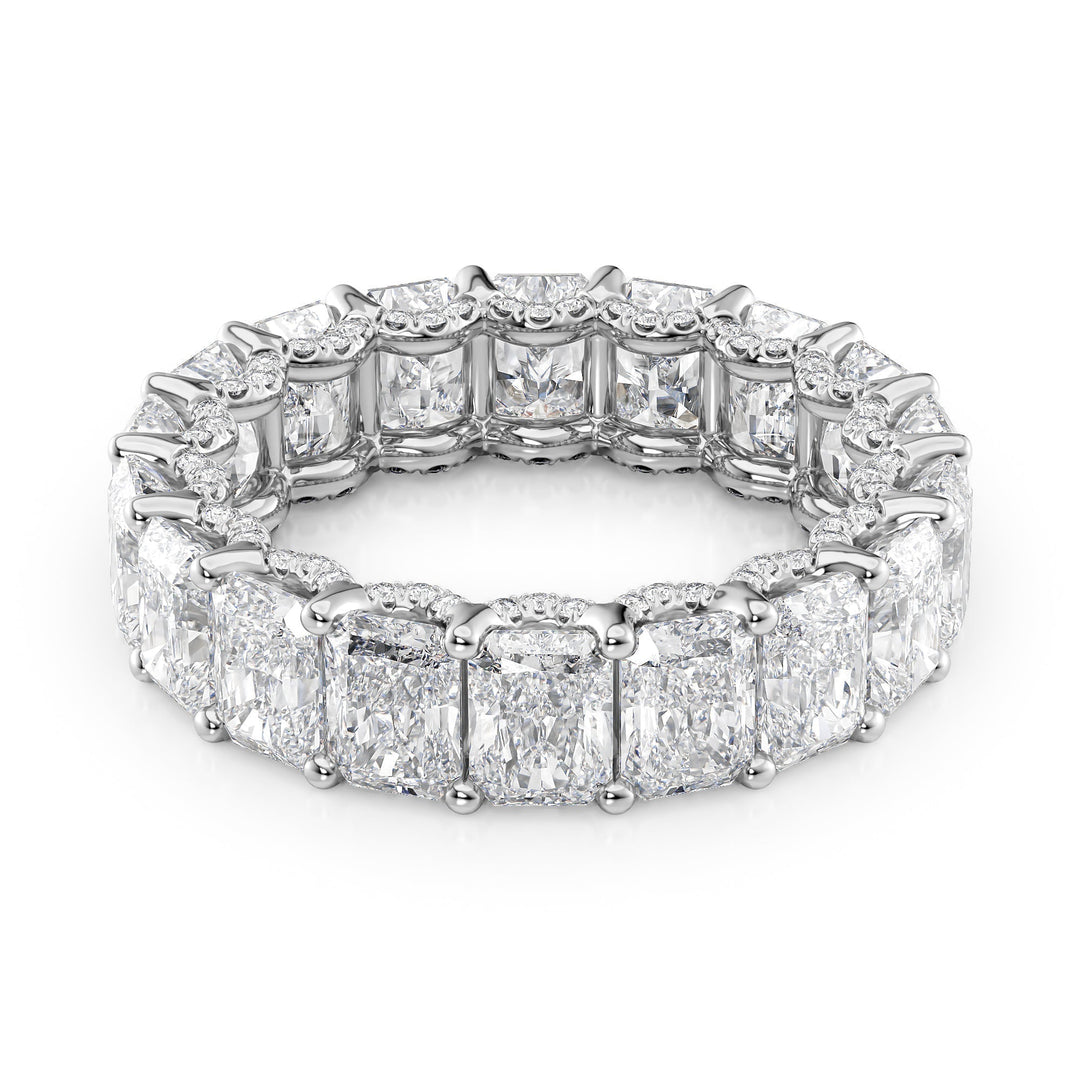 7.3ct Radiant U Pave Prong Eternity Eternity Rings 14K White Radiant Lab Diamonds#material_14k-white