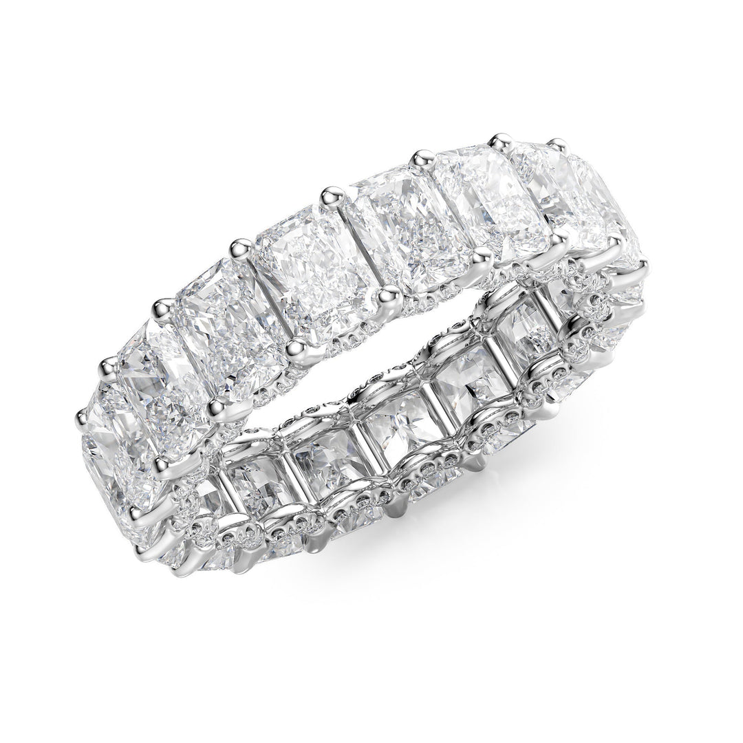 7.3ct Radiant U Pave Prong Eternity Eternity Rings 14K White Radiant Lab Diamonds#material_14k-white