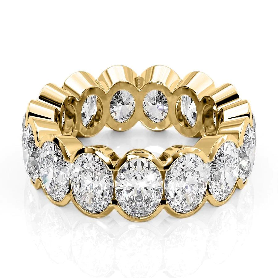 7.5ct Oval Half Bezel Eternity Eternity Rings 14K Gold Oval Lab Diamonds#material_14k-gold