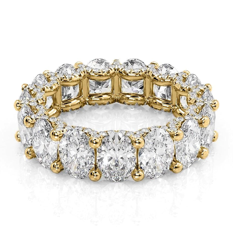 7.8ct Oval U Pave Prong Eternity Eternity Rings 14K Gold Oval Lab Diamonds#material_14k-gold