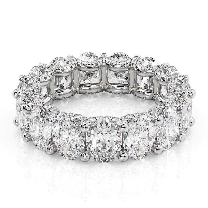 7.8ct Oval U Pave Prong Eternity Eternity Rings 14K White Oval Lab Diamonds#material_14k-white