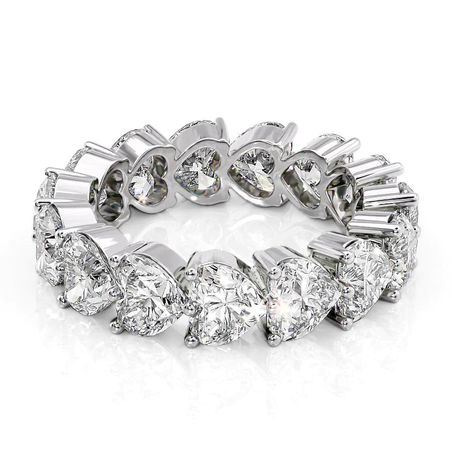 7ct Heart Shared Prong Eternity Eternity Rings 14K White Heart Lab Diamonds#material_14k-white