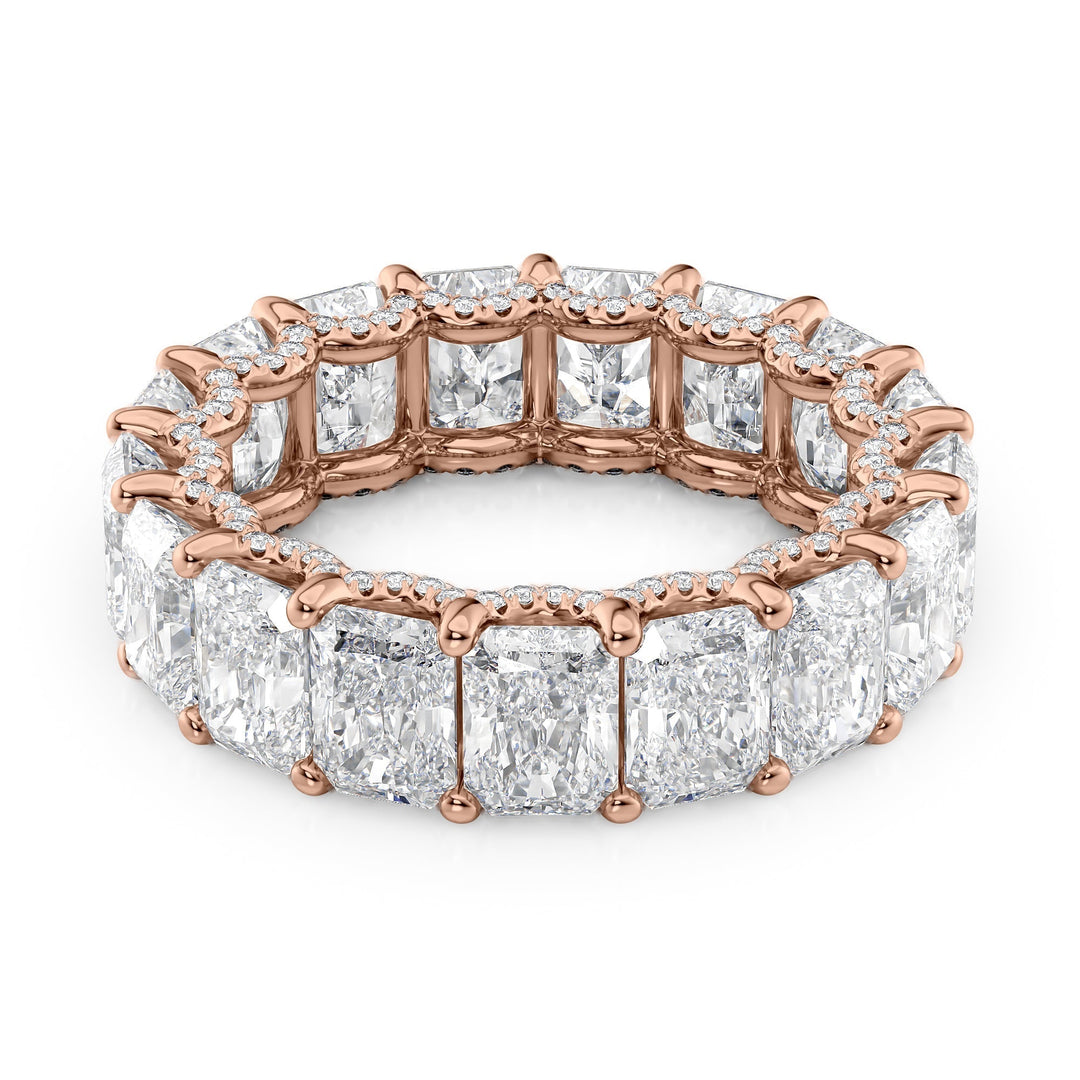 8.3ct Radiant U Pave Prong Eternity Eternity Rings 14K Rose Radiant Lab Diamonds#material_14k-rose