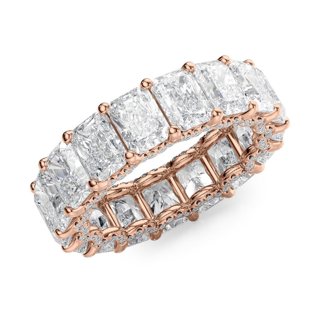 8.3ct Radiant U Pave Prong Eternity Eternity Rings 14K Rose Radiant Lab Diamonds#material_14k-rose