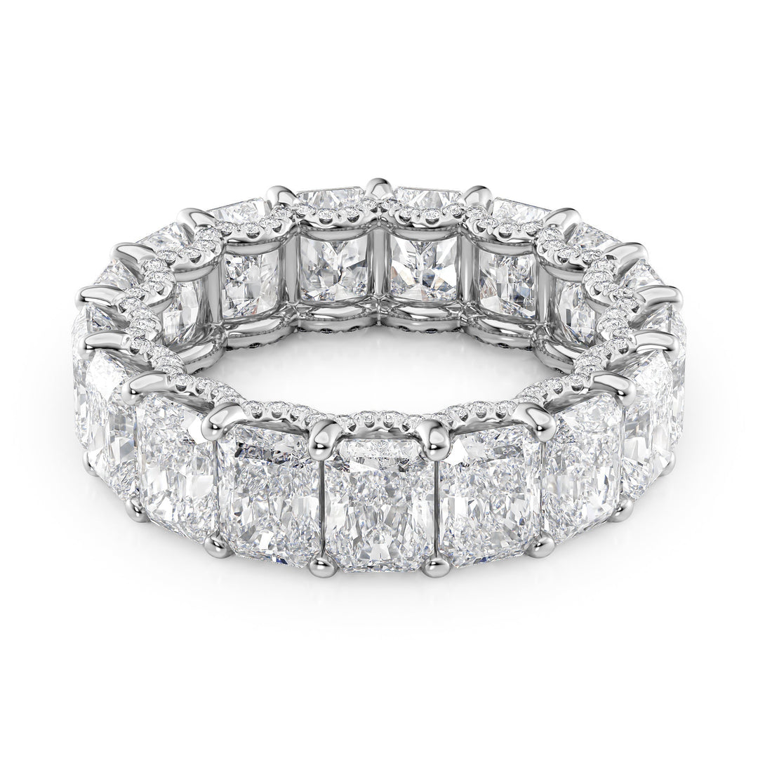 8.3ct Radiant U Pave Prong Eternity Eternity Rings 14K White Radiant Lab Diamonds#material_14k-white