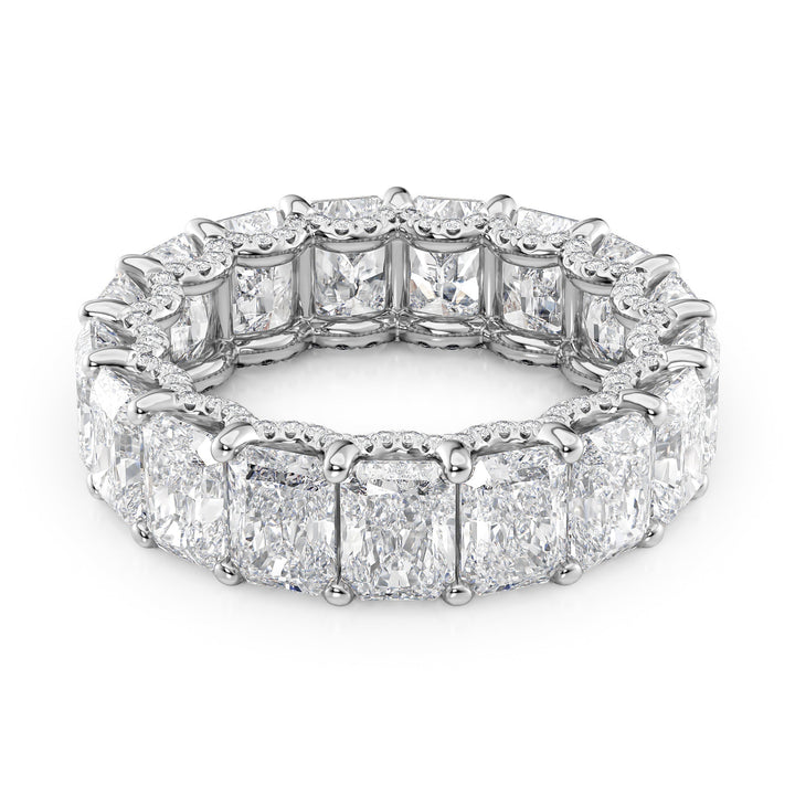 8.3ct Radiant U Pave Prong Eternity Eternity Rings 14K White Radiant Lab Diamonds#material_14k-white