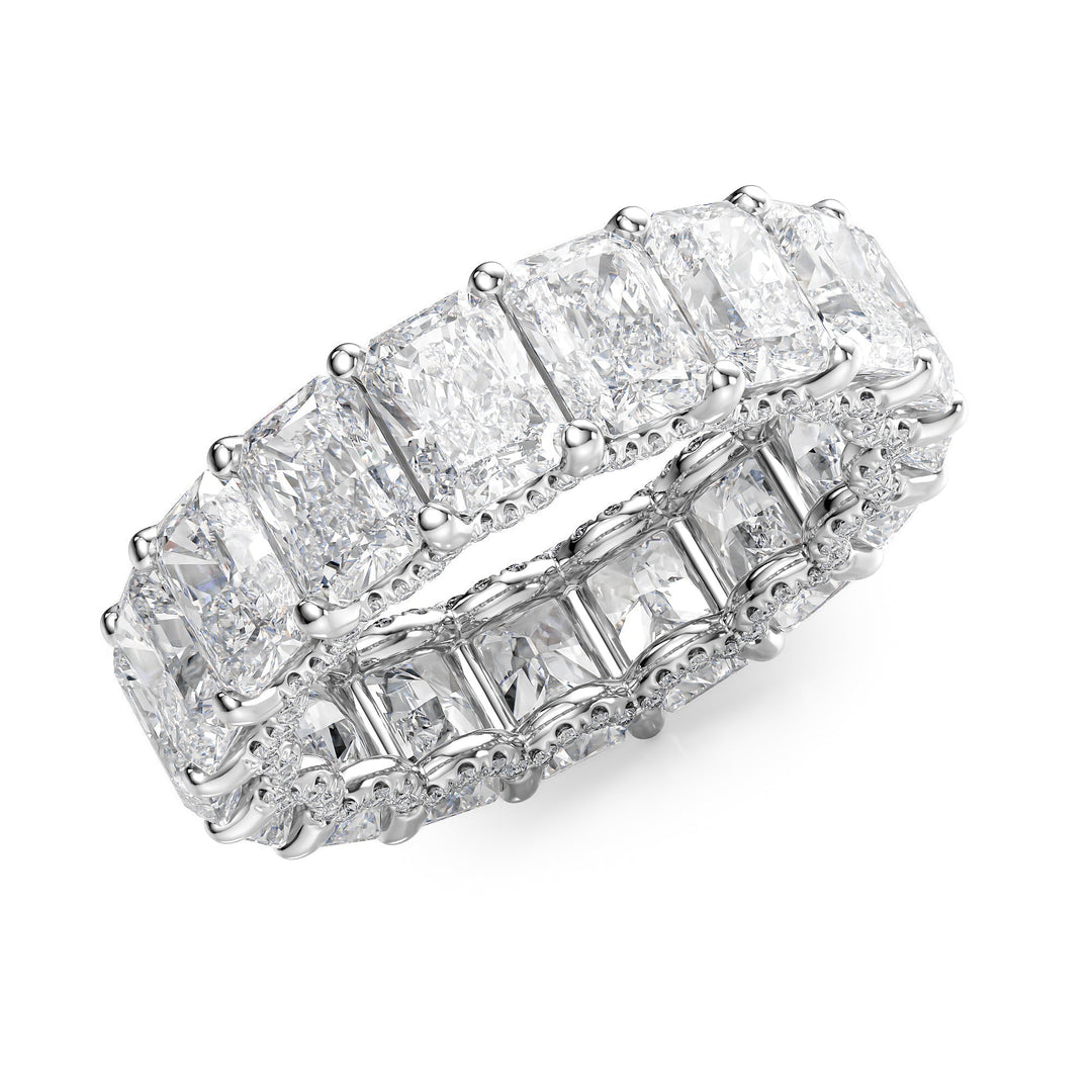 8.3ct Radiant U Pave Prong Eternity Eternity Rings 14K White Radiant Lab Diamonds#material_14k-white