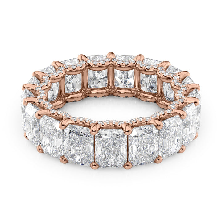 8.3ct Radiant U Pave Prong Eternity Eternity Rings 18K Rose Radiant Lab Diamonds#material_18k-rose