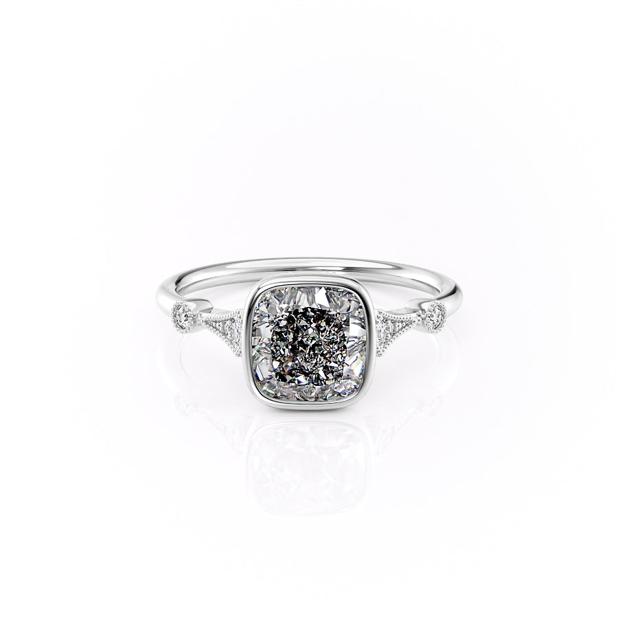 Diamond ring with intricate design on a white background#material_white