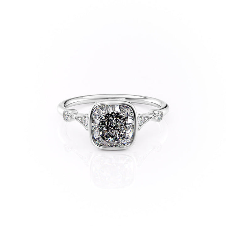 Diamond ring with intricate design on a white background#material_white