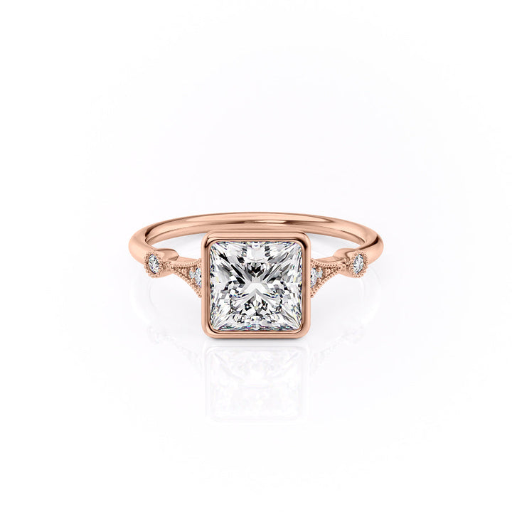 Rose gold ring with a large diamond on a white background#material_rose