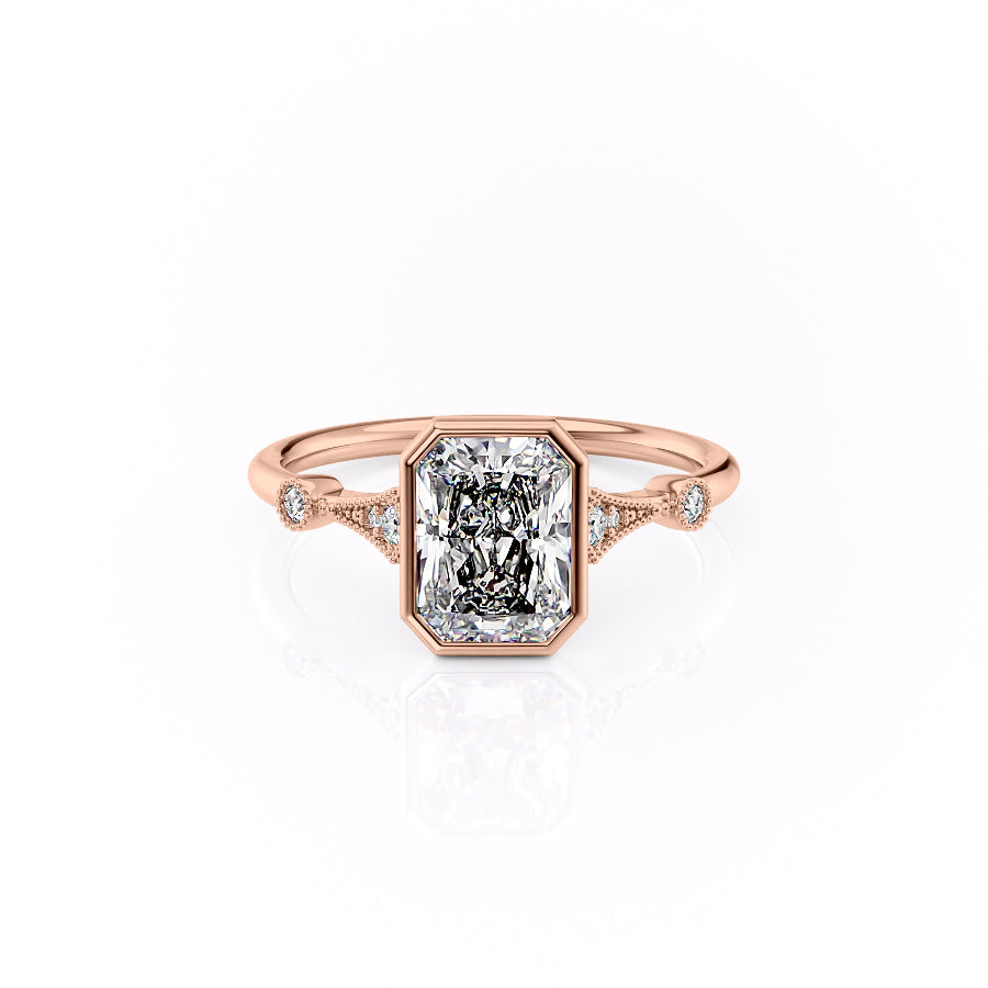 Rose gold ring with a diamond on a white background#material_rose