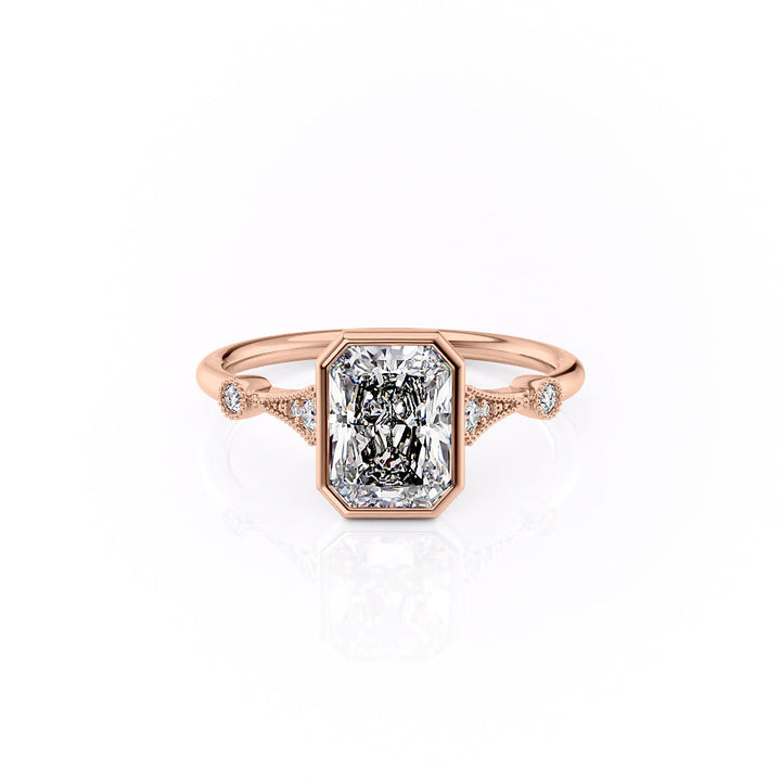 Rose gold ring with a diamond on a white background#material_rose