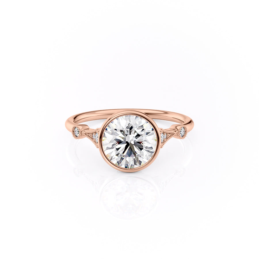 Rose gold ring with a large diamond on a white background#material_rose