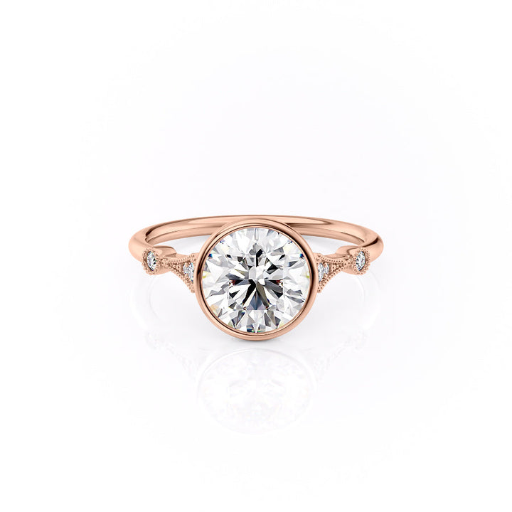 Rose gold ring with a large diamond on a white background#material_rose