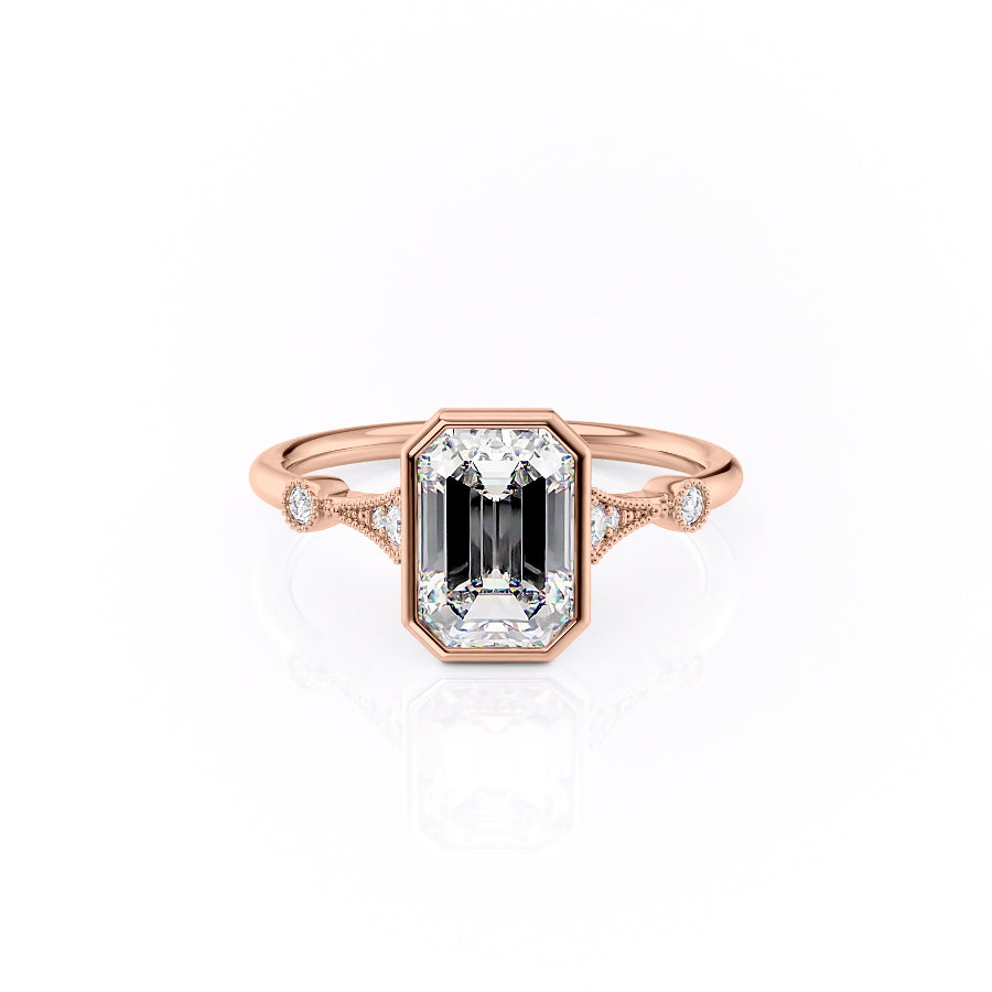 Rose gold ring with a diamond on a white background#material_rose