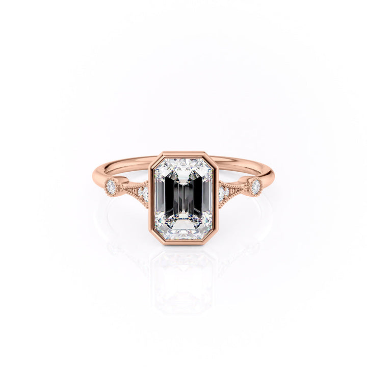 Rose gold ring with a diamond on a white background#material_rose