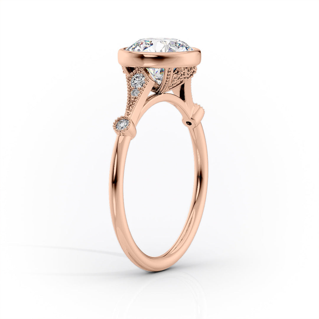 The Bezel Angel Set With An Oval Lab Diamond#material_rose