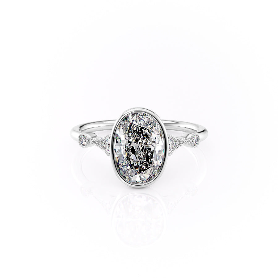 Diamond ring with intricate design on a white background#material_white