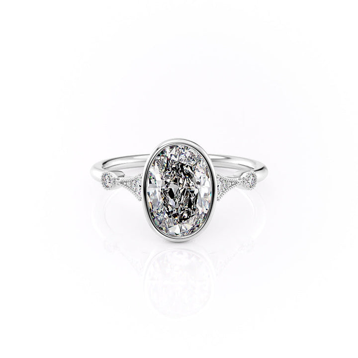 Diamond ring with intricate design on a white background#material_white