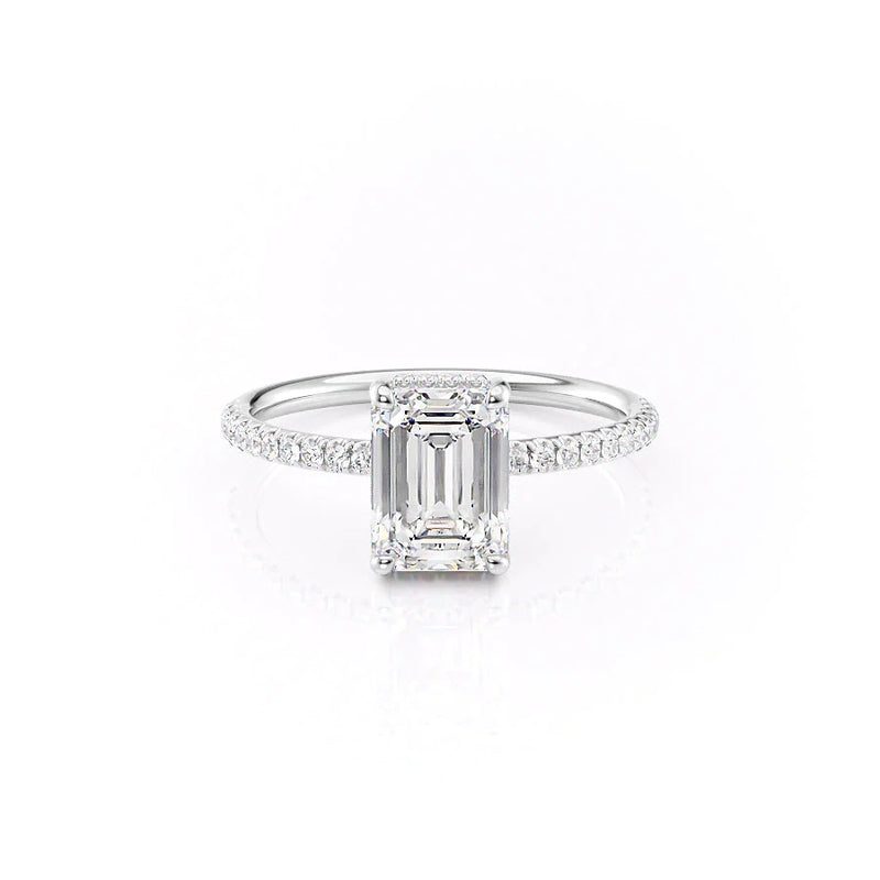 The Low Profile Pave Liberty Set With Emerald Pave Moissanite#material_14k-white