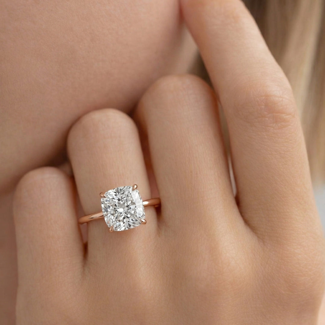 The Cecelia Cushion Lab Diamond Moissanite Engagement Ring #material_rose