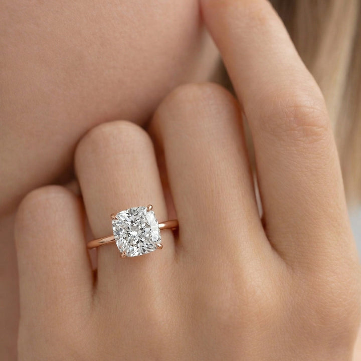 The Cecelia Cushion Lab Diamond Moissanite Engagement Ring #material_rose